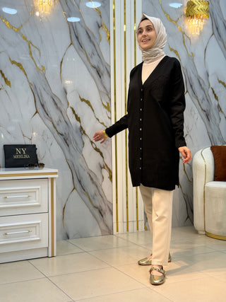 NY MEHLİKA YAKA GÜL İŞLEMELİ SOĞUK İP HIRKA 3302