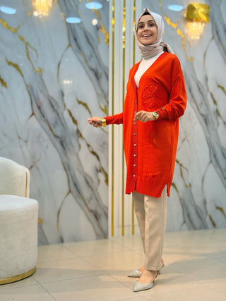 NY MEHLİKA YAKA GÜL İŞLEMELİ SOĞUK İP HIRKA 3302