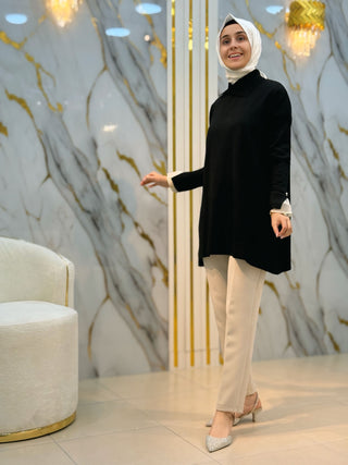 NY MEHLİKA DANTEL VE İNCİ DETAY SOĞUK İP TUNİK 258