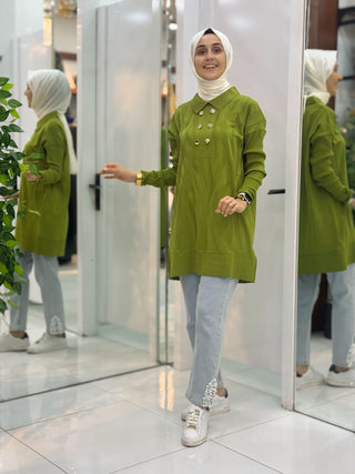 NY MEHLİKA DÜĞME DETAY SOĞUK İP TUNİK 251426