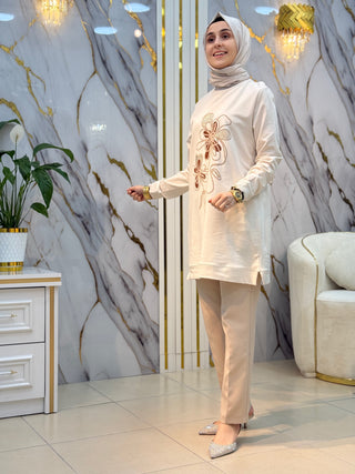 KADO ÖNÜ ÇİÇEK DETAYLI TUNİK 262908