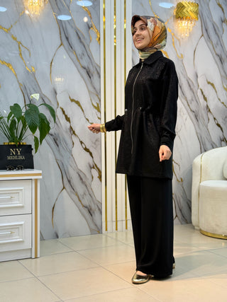 ALESYA FERMUARLI KENDİNDEN DESENLİ BÜZGÜLÜ TAKIM 5400