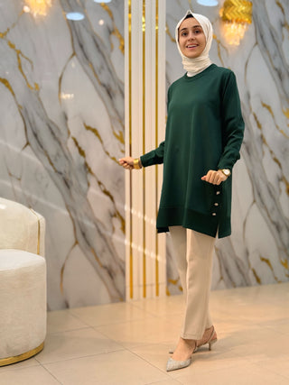 KADO YANI DÜĞMELİ SOĞUK İP TUNİK 2725007