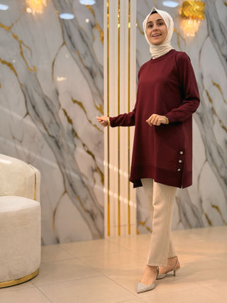 KADO YANI DÜĞMELİ SOĞUK İP TUNİK 2725007