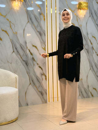 NY MEHLİKA BAKLAVA DESEN SOĞUK İP TUNİK 3288