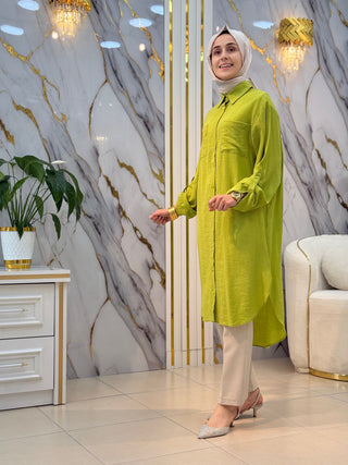 PUANE BASIC KOLLAR KATLAMA VE CEP DETAYLI GÖMLEK 10686