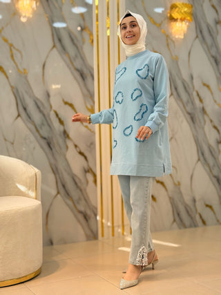 AYŞE AKAY PUL PAYET İŞLEMELİ 85 CM TUNİK 25224