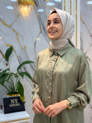 NY MEHLİKA KENDİNDEN DESENLİ JAKAR GÖMLEK 2627