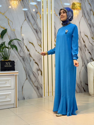 NY MEHLİKA BRONŞ DETAYLI ELBİSE 3767