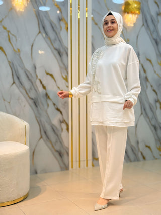 NY MEHLİKA TAŞ İŞLEME GÖMLEK DETAY OYSHO TAKIM 8128