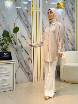 NY MEHLİKA YILDIZ VE TAŞ İŞLEMELİ GÖMLEK 2632