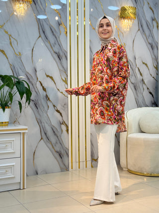 LARCH LİLYUM GÜL DESENLİ GÖMLEK 1123