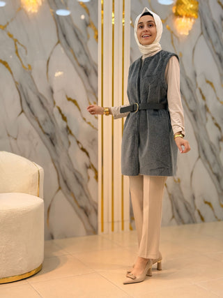 NY MEHLİKA KEMERLİ ANGORA YELEK 70098