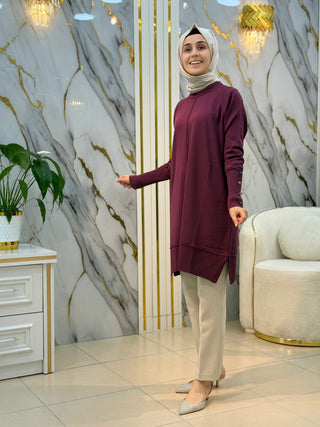 KADO DÜĞME VE ÇİZGİ DETAYLI SOĞUK İP TUNİK 2725019