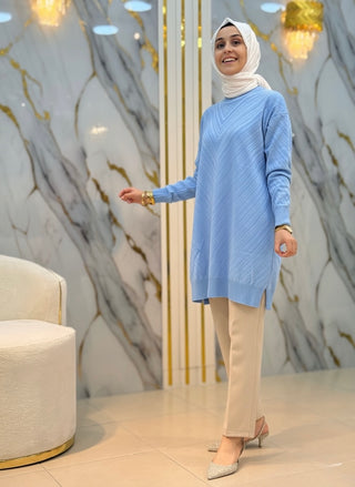 MEHLİKA V DESEN SOĞUK İP TUNİK 3192