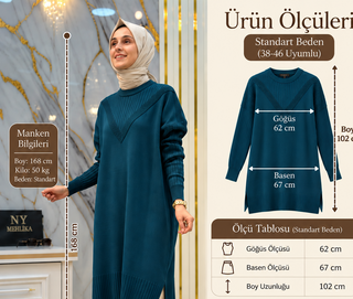 NY MEHLİKA V DETAY TASARIM UZUN SOĞUK İP UZUN TUNİK 3374