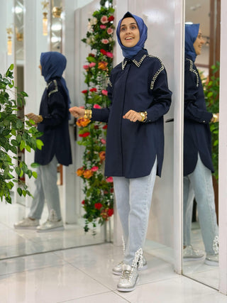 ESSE OMUZ VE YAKA TAŞLI GÖMLEK 3254