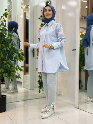 ESSE OMUZ VE YAKA TAŞLI GÖMLEK 3254