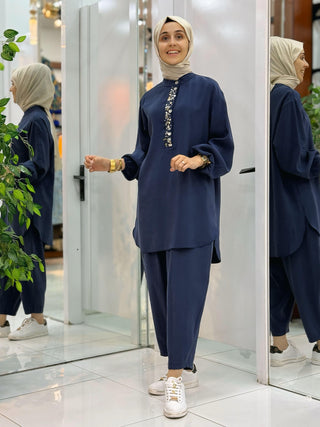 PUANE YAKA DETAYLI 2'Lİ TAKIM 14307