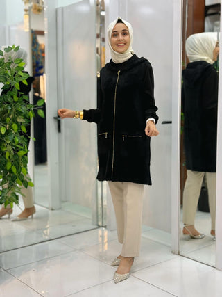 MEHLİKA ANGORA KAPİŞONLU CEPLİ YELEK 7942