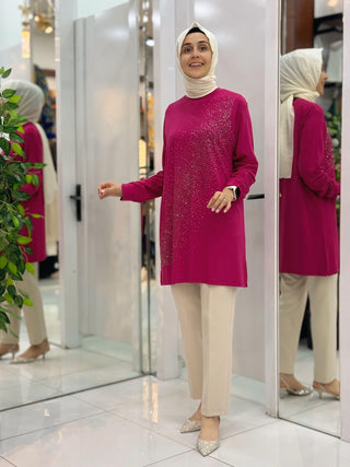 AYŞE AKAY MODA TAŞLI TUNİK A 5125