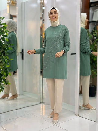 AYŞE AKAY MODA TAŞLI TUNİK A 5125