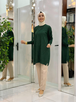 MEHLİKA V DESEN SOĞUK İP TUNİK 3192