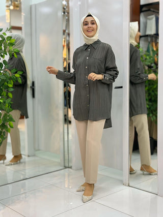 LOREEN ÇİZGİLİ CEPLİ GÖMLEK 20645