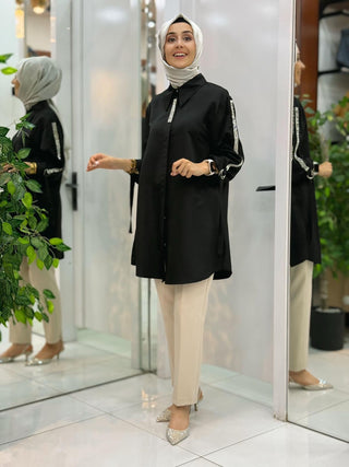 AYŞE AKAY TAŞ İŞLEMELİ GÖMLEK 12013