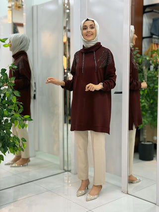 NY MEHLİKA ZİNCİR VE OMUZ TAŞLI TUNİK 2128