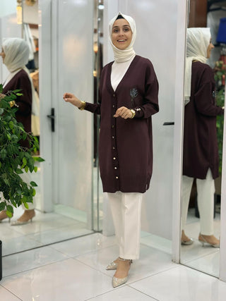 NY MEHLİKA LALE İŞLEME SOĞUK İP HIRKA 3260