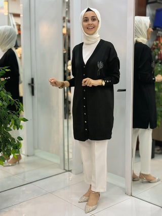 NY MEHLİKA LALE İŞLEME SOĞUK İP HIRKA 3260