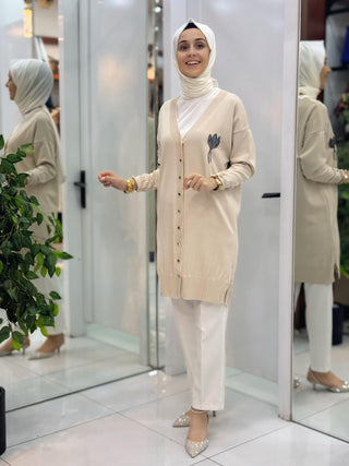 NY MEHLİKA LALE İŞLEME SOĞUK İP HIRKA 3260