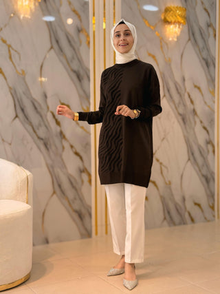 NY MEHLİKA SİM İŞLEMELİ SOĞUK İP TUNİK 35086