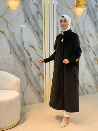 NY MEHLİKA KOL VE YAKA BRONŞ DÜĞME DETAY ANGORA KABAN 7958