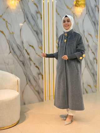 NY MEHLİKA KOL VE YAKA BRONŞ DÜĞME DETAY ANGORA KABAN 7958