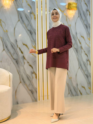 NY MEHLİKA İŞLEMELİ SOĞUK İP TUNİK 35358