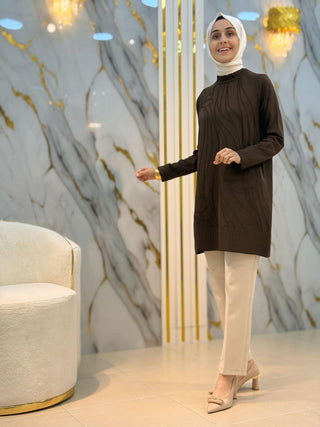 NY MEHLİKA KENDİNDEN İŞLEMELİ SOĞUK İP TUNİK 36029