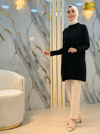 NY MEHLİKA KENDİNDEN İŞLEMELİ SOĞUK İP TUNİK 36029