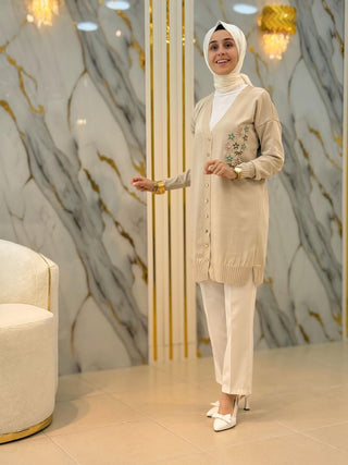 NY MEHLİKA ÇİÇEK İŞLEMELİ SOĞUK İP HIRKA 3280