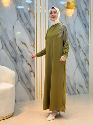 KADO OMUZ TAŞ İŞLEMELİ ELBİSE 257150