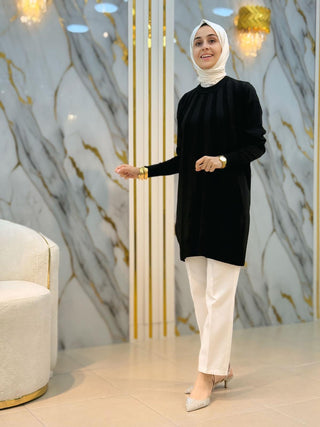 NY MEHLİKA KENDİNDEN DESENLİ SOĞUK İP TUNİK 3190
