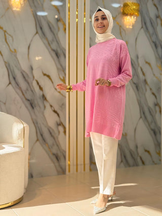 NY MEHLİKA KENDİNDEN DESENLİ SOĞUK İP TUNİK 3274