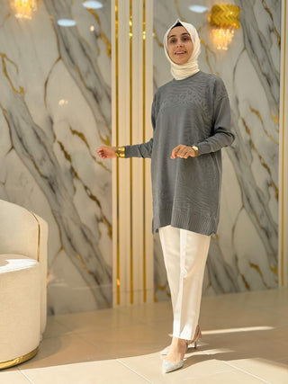 NY MEHLİKA KENDİNDEN DESENLİ SOĞUK İP TUNİK 3274