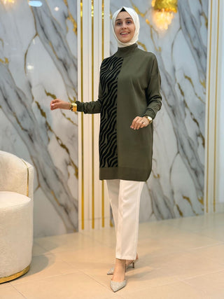 NY MEHLİKA ANGORA İP DETAYLI SOĞUK İP TUNİK 35022