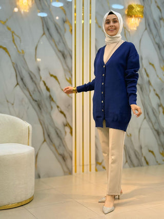 NY MEHLİKA SELANİK ÖRME DÜĞMELİ SOĞUK İP HIRKA 3285