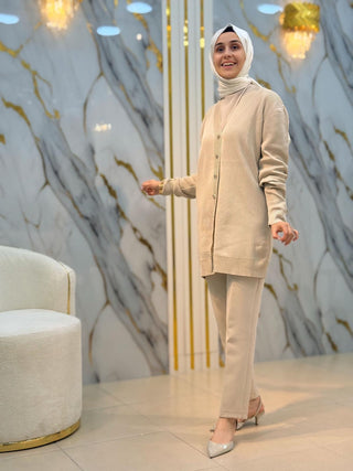 NY MEHLİKA SELANİK ÖRME DÜĞMELİ SOĞUK İP HIRKA 3285