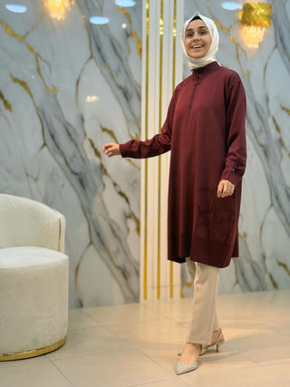 ARMİNE TREND DİK YAKA FERMUARLI ÇİÇEK BASKILI SOĞUK İP 25KT4111