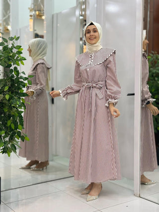 NY MEHLİKA ÇİZGİLİ ELBİSE 3806