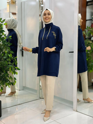 NY MEHLİKA ZİNCİR VE KUŞ TAŞLI TUNİK 2130